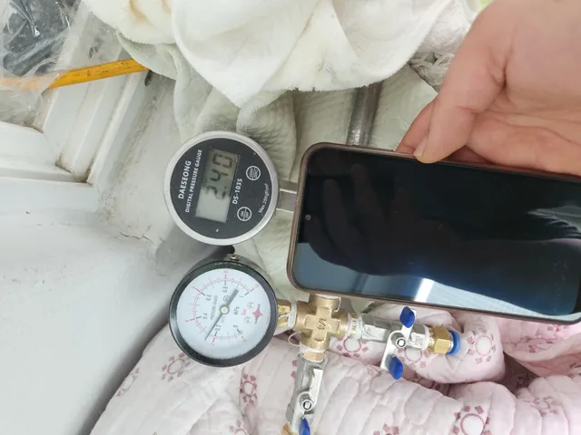 급수 가압시험 압력계 측정